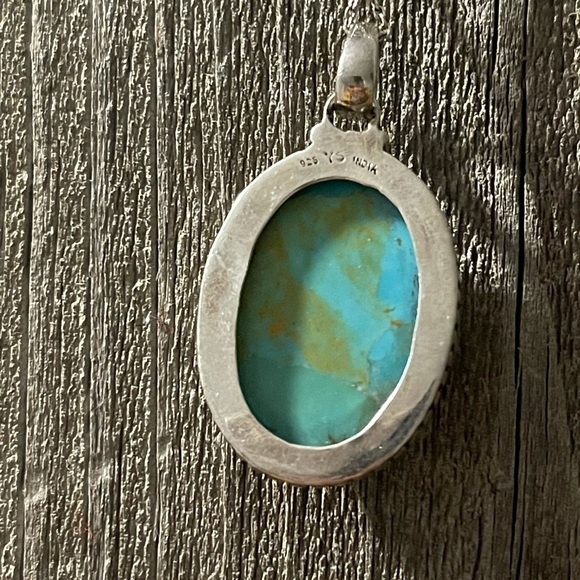 Natural Turquoise Pendant on Chain - Picture 5 of 5